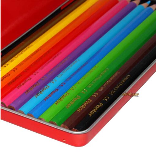 مداد رنگی 12 رنگ جعبه فلزی طرح زرافه پنتر Panter
