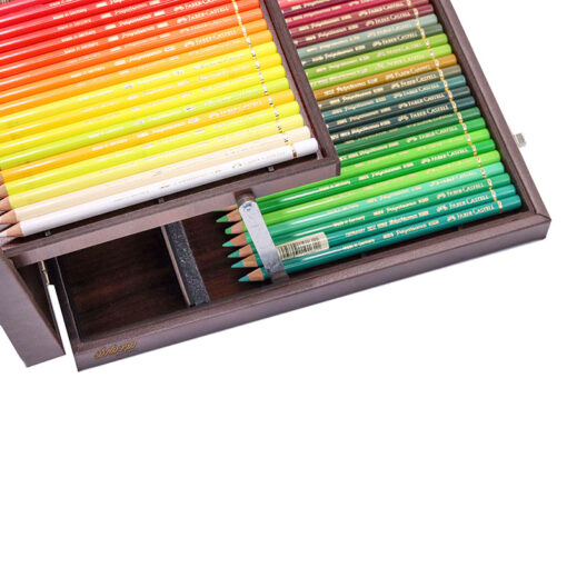 مداد رنگی 120 رنگ پلی کروم فابرکاستل جعبه چوبی قهوه ای Fabercastell