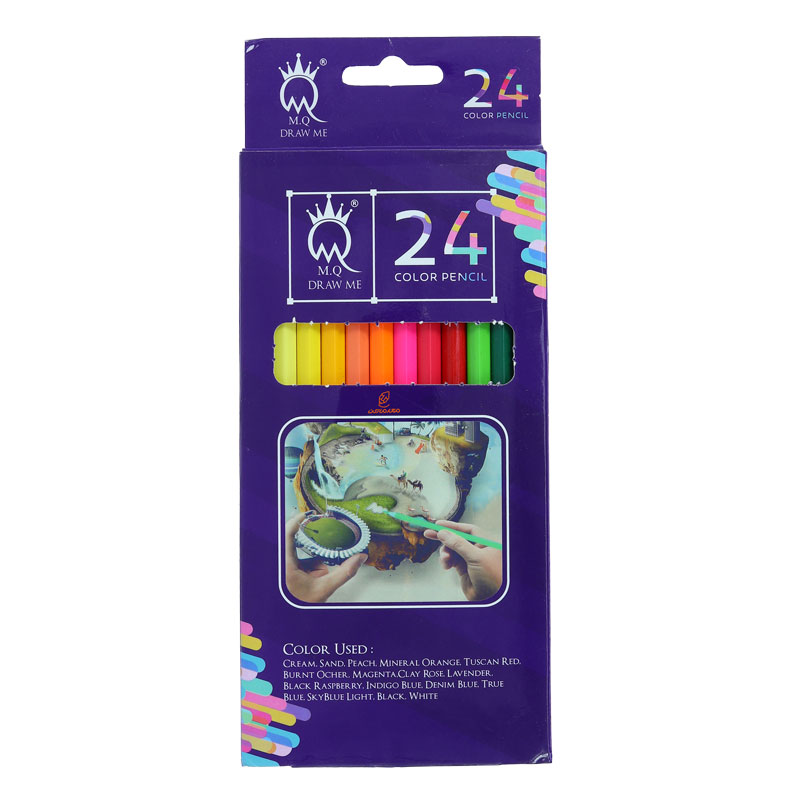 مداد رنگی 24 رنگ جعبه مقوایی ام کیو Mq
