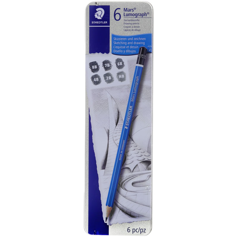 ست 6 عددی مداد طراحی مارس لوموگراف آبی استدلر
