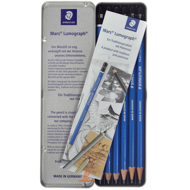 ست 6 عددی مداد طراحی مارس لوموگراف آبی استدلر