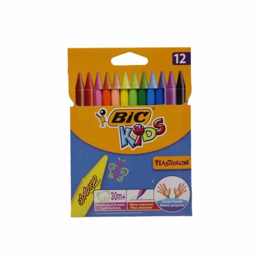 مداد شمعی 12 رنگ پلاستی دکور بیک