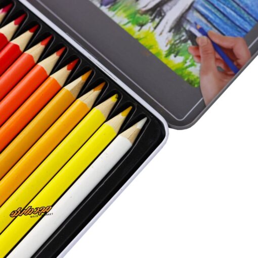 مداد رنگی 36 رنگ جعبه فلزی تخت طرح خونه روستایی پادیلوت Padilot