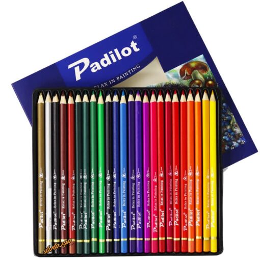 مداد رنگی 24 رنگ جعبه مقوایی طرح جوجه تیغی و خرگوش پادیلوت Padilot