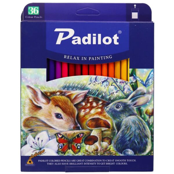 مداد رنگی 36 رنگ جعبه مقوایی طرح خرگوش و آهو پادیلوت padilot