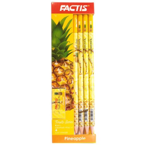 ست مداد مشکی و پاک کن میوه ای طرح آناناس فکتیس Factis