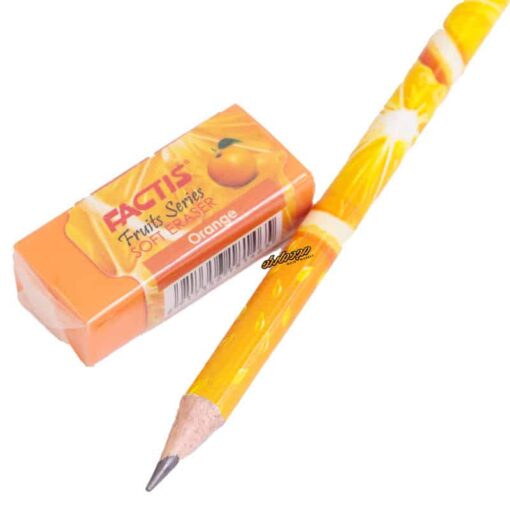 ست مداد مشکی و پاک کن میوه ای طرح پرتقال فکتیس