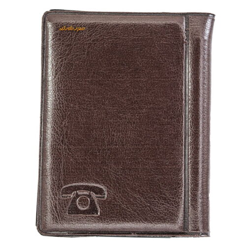 دفتر تلفن قهوه ای جیبی جلد چرم