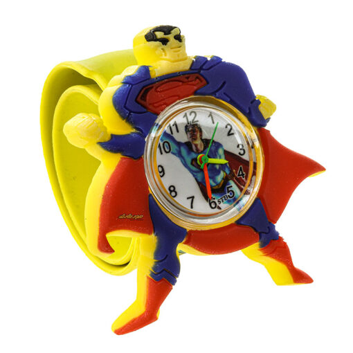 ساعت سیلیکونی بند چاپی زرد طرح سوپرمن