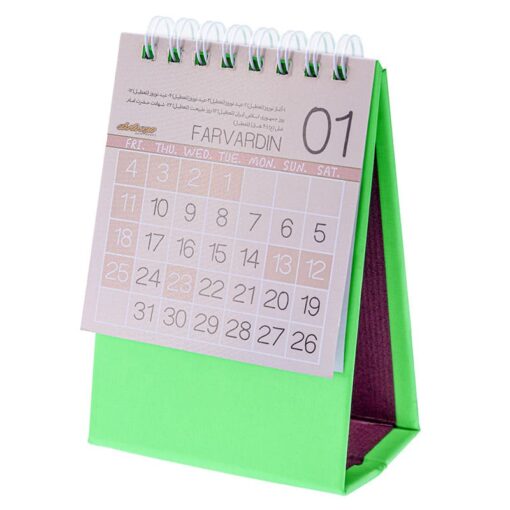 تقویم رومیزی 1402 سبز فسفری کلیپس مدل یونیک