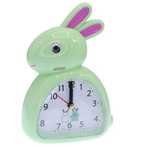 ساعت رومیزی زنگ دار سبز طرح خرگوش (3)