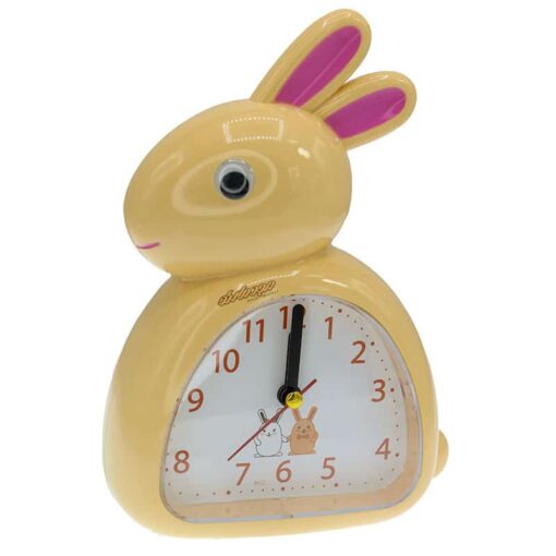 ساعت رومیزی زنگ دار گلبهی طرح خرگوش