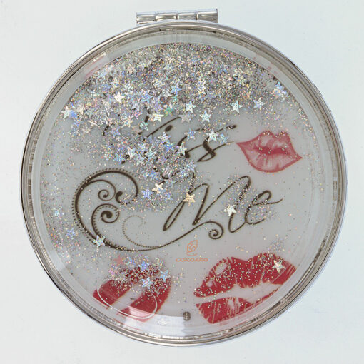 آینه گرد جیبی (آرایشی) فانتزی آکواریومی طرح Kiss Me