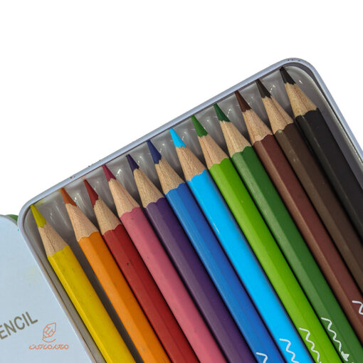 مداد رنگی 12 رنگ جعبه فلزی تخت طرح رنسانس پالمو Palmo