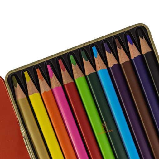مداد رنگی 12 رنگ جعبه فلزی تخت طرح لوک نو Know