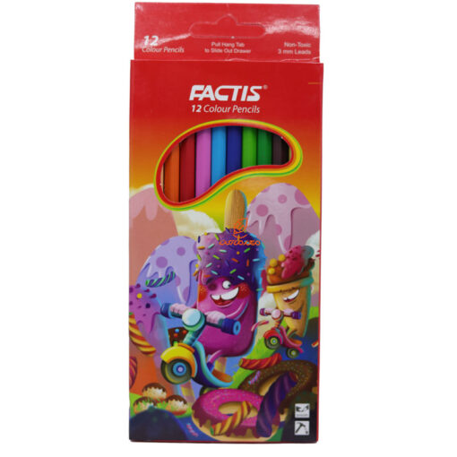 مداد رنگی 12 رنگ جعبه مقوایی طرح بستنی فکتیس Factis