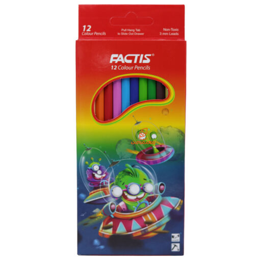 مداد رنگی 12 رنگ جعبه مقوایی طرح فضایی فکتیس Factis