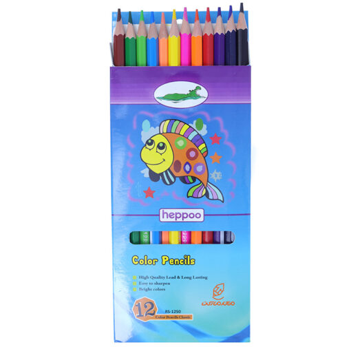 مداد رنگی 12 رنگ جعبه مقوایی طرح ماهی هپو Heppoo