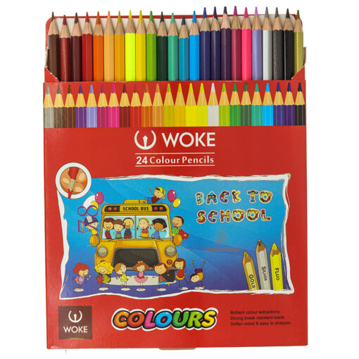 مداد رنگی 24 رنگ جعبه مقوایی طرح بچه ها ووک Woke (2)