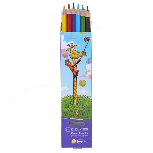 مداد رنگی 6 رنگ جعبه مقوایی طرح زرافه سی کلاس C.class