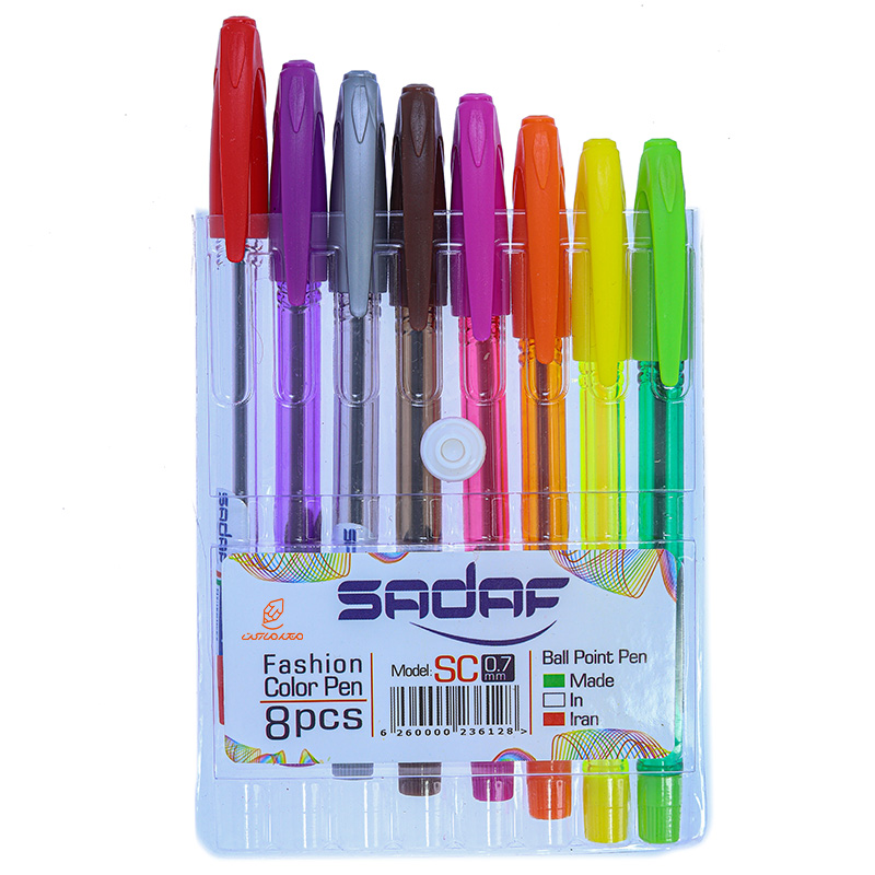 خودکار رنگی بسته 8 عددی صدف
