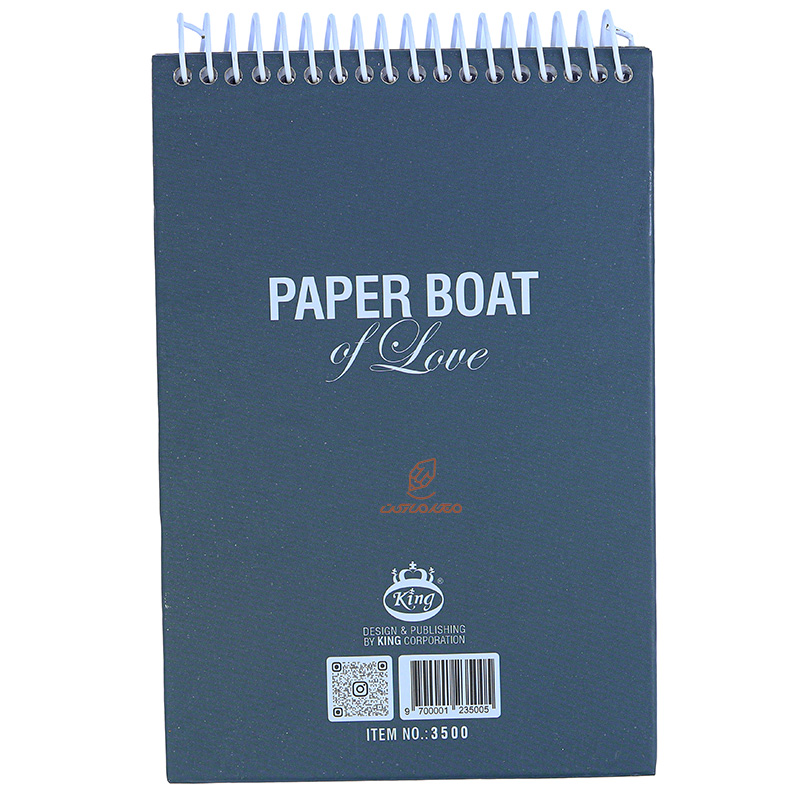 دفترچه یادداشت سیمی کد 3500 طرح قایق کاغذی سبز کینگ King