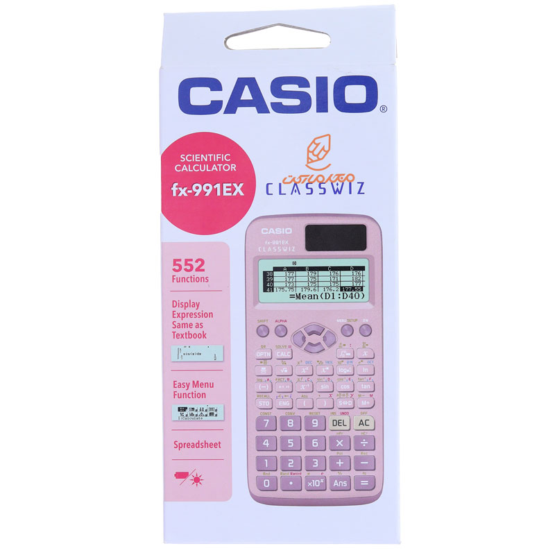ماشین حساب مهندسی صورتی مدل Fx-991 Ex کاسیو اصلی Casio