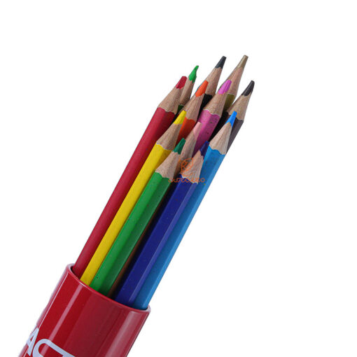 مداد رنگی 12 رنگ استوانه ای فلزی طرح اژدها و آبنبات فکتیس Factis