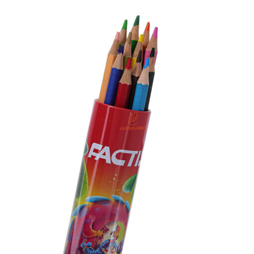 مداد رنگی 12 رنگ استوانه ای فلزی طرح اژدها و دختر کوچولو فکتیس Factis