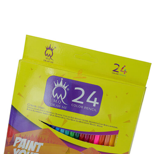 مداد رنگی 24 رنگ جعبه مقوایی زرد ام کیو Mq