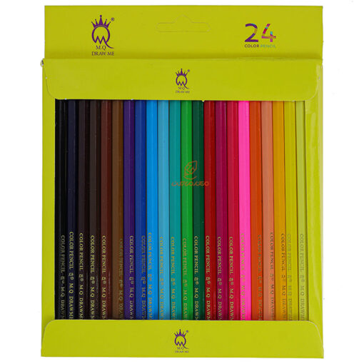 مداد رنگی 24 رنگ جعبه مقوایی زرد ام کیو Mq