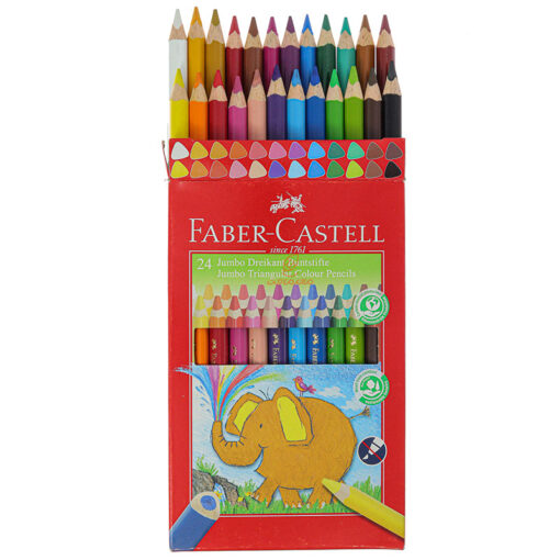 مداد رنگی 24 رنگی جامبو جعبه مقوایی فابر کاستل Fabercastell