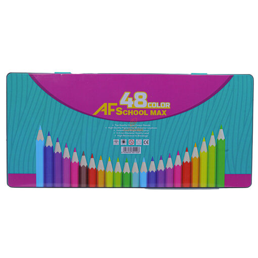 مداد رنگی 48 رنگ جعبه فلزی طرح شهر بندری اسکول مکس School Max