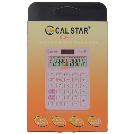 ماشین حساب رومیزی 12 رقم صورتی Hk2020 کال استار Cal Star