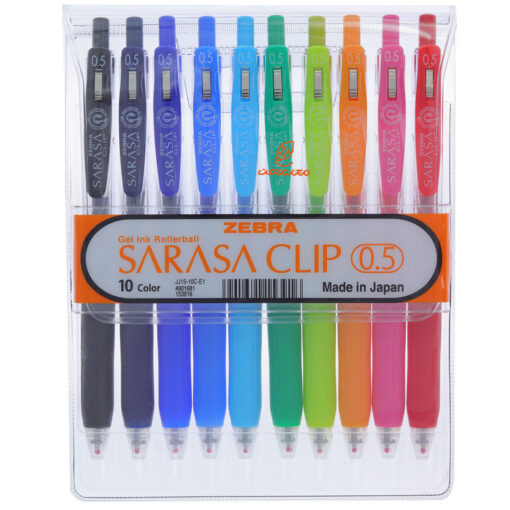 روان نویس 10 رنگ 0.5 میل زبرا مدل ساراسا کلیپ Sarasa Clip
