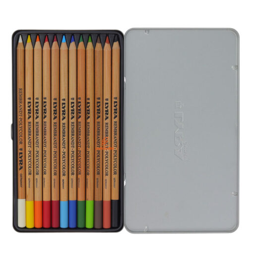 مداد رنگی 12 رنگ جعبه فلزی مدل Polycolor Pencils لیرا Lyra