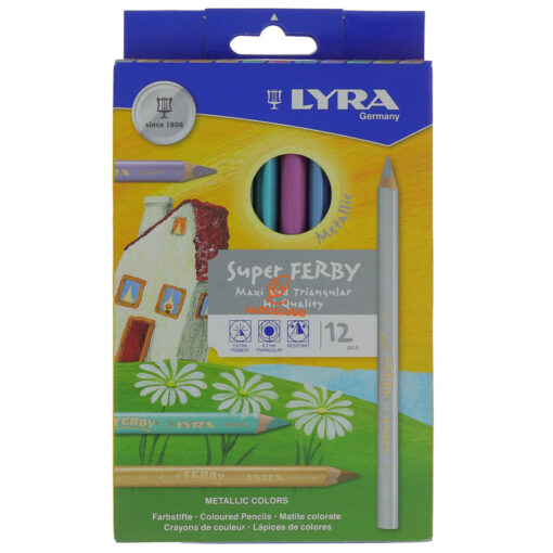 مداد رنگی متالیک 12 رنگ مدل Super Ferby لیرا Lyra
