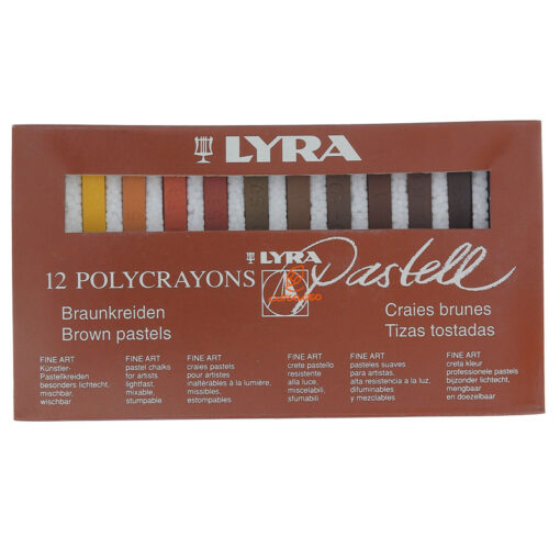 پاستل گچی 12 رنگ سری قهوه ای مدل Polycrayons لیرا Lyra