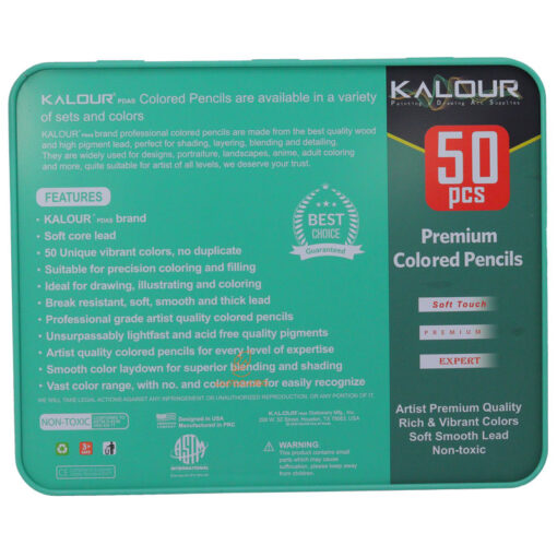 مدادرنگی 50 رنگ جعبه فلزی کالور Kalour